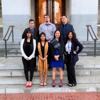 7 students on the steps of the California State Capitol-March 2020